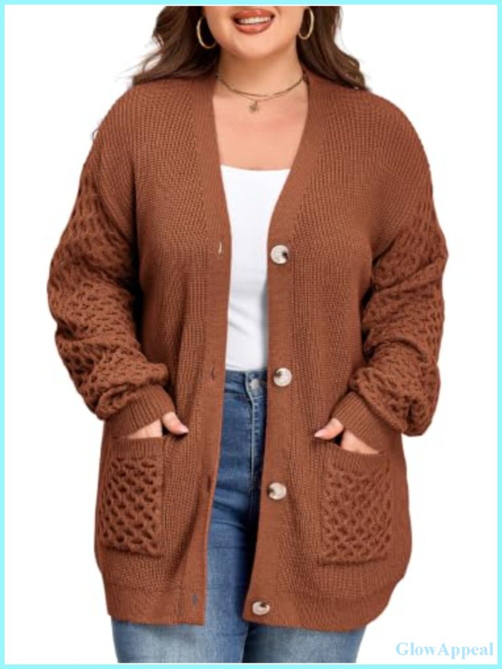 Plus Size Chunky Knit Cardigan Open Front Sweater 2026